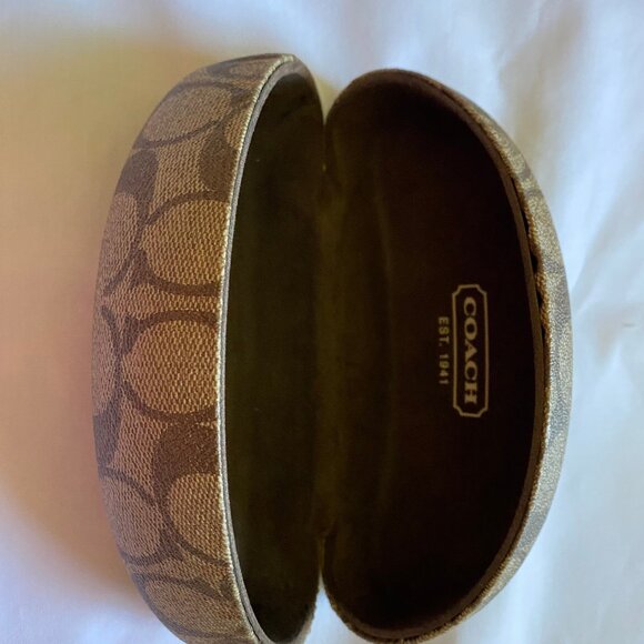 COACH Glasses Eyeglasses Sunglasses Signature Hard Clam Shell Brown Case ONLY - Picture 7 of 7